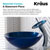 Kraus Irruption Blue Glass Vessel Sink and Waterfall Faucet Set, Chrome
