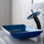 Kraus Irruption Blue Rectangular Glass Sink and Waterfall Faucet, Oil Rubbed Bronze