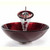 Kraus Irruption Red Glass Vessel Sink and Waterfall Faucet Set