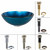 Kraus Irruption Blue Glass Vessel Sink with Pop-Up Drain & Mounting Ring, 16-1/2''D x 5-1/2''H