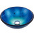 Kraus Irruption Blue Glass Vessel Sink with Pop-Up Drain & Mounting Ring, 16-1/2''D x 5-1/2''H