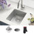 KRAUS Dex™ Undermount Single Bowl TRU16 Gauge Stainless Steel Kitchen Bar Sink with DrainAssure WaterWay and VersiDrain Assembly in Radiant Pearl Finish, 17'' Single Bowl Sink Installed View