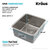 KRAUS Dex™ Undermount Single Bowl TRU16 Gauge Stainless Steel Kitchen Bar Sink with DrainAssure WaterWay and VersiDrain Assembly in Radiant Pearl Finish, 17'' Single Bowl Sink Dimensions