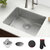 KRAUS Dex™ Undermount Single Bowl TRU16 Gauge Stainless Steel Kitchen Sink with DrainAssure WaterWay and VersiDrain Assembly in Radiant Pearl Finish, 25'' Single Bowl Sink Installed View