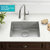 KRAUS Dex™ Undermount Single Bowl TRU16 Gauge Stainless Steel Kitchen Sink with DrainAssure WaterWay and VersiDrain Assembly in Radiant Pearl Finish, 25'' Single Bowl Sink Compatible Faucet