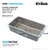 KRAUS Dex™ Undermount 16-Gauge Stainless Steel Single Bowl Kitchen Sink, 33'' Single Bowl Sink Dimensions