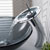 Kraus Single Lever Vessel Glass Waterfall Faucet, Chrome with Black Clear Glass Disk and Matching Pop Up Drain, 13"H