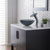 Kraus Single Lever Vessel Glass Waterfall Faucet, Chrome with Black Clear Glass Disk and Matching Pop Up Drain, 13"H
