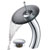 Kraus Single Lever Vessel Glass Waterfall Faucet, Chrome with Black Frosted Glass Disk and Matching Pop Up Drain, 13"H