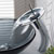 Kraus Single Lever Vessel Glass Waterfall Faucet, Chrome with Black Frosted Glass Disk and Matching Pop Up Drain, 13"H
