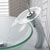 Kraus Single Lever Vessel Glass Waterfall Faucet, Chrome with Frosted Glass Disk, 13"H
