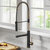 KRAUS Artec Pro™ Commercial Style Pull-Down Single Handle Kitchen Faucet with Pot Filler in Spot Free Antique Champagne Bronze / Matte Black