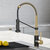 KRAUS Bolden™ Single Handle 18'' Commercial Kitchen Faucet with Dual Function Pull-Down Sprayhead in Spot Free Antique Champagne Bronze/Matte Black
