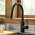KRAUS Oletto™ Pull-Down Single Handle Kitchen Faucet with QuickDock Top Mount Installation Assembly in Matte Black