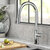 KRAUS Oletto™ Modern Industrial Pull-Down Single Handle Kitchen Faucet, Chrome, In Use Illustration