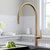 KRAUS Oletto™ High-Arc Single Handle Pull-Down Kitchen Faucet in Spot Free Antique Champagne Bronze