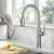KRAUS Sellette™ Traditional Industrial Pull-Down Single Handle Kitchen Faucet, Spot-Free Stainless Steel, In Use Illustration