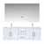 Lexora Home Geneva 60" Glossy White Double Vanity, White Carrara Marble Top, White Square Sink, 60" LED Mirror and Faucet, 60"W x 22"D x 19"H