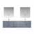 Lexora Home Geneva 80" Dark Grey Double Vanity, White Carrara Marble Top, White Square Sink, 30" LED Mirrors and Faucets, 80"W x 22"D x 19"H