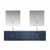 Lexora Home Geneva 80" Navy Blue Double Vanity, White Carrara Marble Top, White Square Sink, 30" LED Mirrors and Faucets, 80"W x 22"D x 19"H