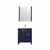 Lexora Home Volez 30" Navy Blue Single Vanity, Integrated Top, White Integrated Square Sink and 28" Mirror, 30"W x 18-1/4"D x 34"H