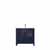 Lexora Home Volez 36" Navy Blue Single Vanity, Integrated Top and White Integrated Square Sink, 36"W x 18-1/4"D x 34"H