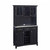 Mix and Match large Black buffet server with two-door hutch and stainless steel top