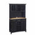 Mix and Match large Black buffet server with two-door hutch and Natural wood top