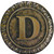 Notting Hill Initial Collection 1-3/8'' Diameter Initial D Round Cabinet Knob in Antique Brass, 1-3/8'' Diameter x 7/8'' D