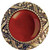 Knob, Victorian Jewel, Red Carnelian, Antique Brass
