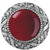 Knob, Victorian Jewel, Red Carnelian, Antique Pewter
