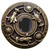 Notting Hill Jewels Collection 1-3/8" Diameter Jeweled Lily Round Knob in Antique Brass with Onyx Natural Stone, 1-3/8" Diameter x 1-1/8" D