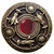 Notting Hill Jewels Collection 1-3/8" Diameter Jeweled Lily Round Knob in Antique Brass with Red Carnelian Natural Stone, 1-3/8" Diameter x 1-1/8" D