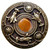 Notting Hill Jewels Collection 1-3/8" Diameter Jeweled Lily Round Knob in Antique Brass with Tiger Eye Natural Stone, 1-3/8" Diameter x 1-1/8" D