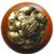 Knob, Leap Frog, Cherry Wood w/ Pewter, Antique Brass