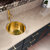 Nantucket Sinks Brightwork Home Collection 15" Diameter Dual-Mount Hand Hammered Round Bar Sink, Polished Brass