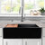 Nantucket Sinks Cape 33'' W Reversible Workstation Fireclay Farmhouse Front Apron Rectangle Kitchen Sink w/ Cutting Board, Grid, and Drain, 33'' W Matte Black In Use Kitchen View 