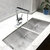 Nantucket Sinks Pro Series Collection 60/40 Double Bowl Sink Installed Illustration Angle View