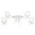 Raheny Home Sanibel 5-Piece Outdoor Dining Set with Four Swivel Chairs In White, 48'' W x 48'' D x 16-3/4'' H