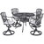 Raheny Home Grenada 5-Piece Outdoor Dining Set with Swivel Chairs (4x) In Charcoal, 42'' W x 42'' D x 20-3/4'' H