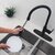 Kitchen Faucet Stainless Steel Deck Plate in Matte Black, In Use
