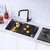 Stylish International Workstation Accessories Kit: Includes Cutting Board A-917, Colander A-06, and Roll-Up Drying Rack A-902, In Use Kitchen View
