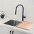 Single Handle Pull Down, Dual Mode, Kitchen Sink Faucet Matte Black Stainless Steel, Spout Reach: 9''-21/32, Faucet Height: 18-1/2" - Lifestyle View