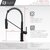 Stylish International Tivoli Single Handle Pull Down Kitchen Faucet in Matte Black, Dimensions
