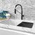 Stylish International Tivoli Kitchen Sink Faucet Single Handle Pull Down Dual Mode in Stainless Steel Matte Black with Silver Base and Handle Finish