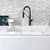 Stylish International Tivoli Kitchen Sink Faucet Single Handle Pull Down Dual Mode in Stainless Steel Matte Black with Silver Base and Handle Finish
