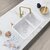 Norquay 27'' Dual Mount 60/40 Double Bowl White Composite Granite Kitchen Sink with Strainers, In Use