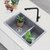 Norquay 27'' Dual Mount 60/40 Double Bowl Gray Composite Granite Kitchen Sink with Strainers, Installed View