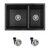 Norquay 27'' Dual Mount 60/40 Double Bowl Black Composite Granite Kitchen Sink with Strainers, Product View