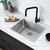 Stylish International Palma Series 21'' Single Bowl Kitchen Sink, In Use Kitchen Overhead Angle View